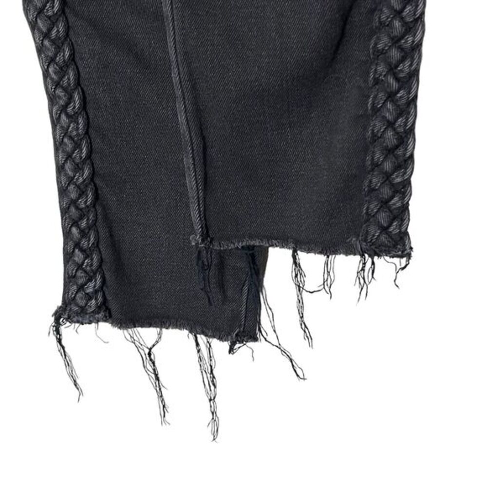 Driftwood Jackie Lace Trim Slim Jeans Women’s‎ 28 Black Raw Hem Stretch Denim - Picture 6 of 13